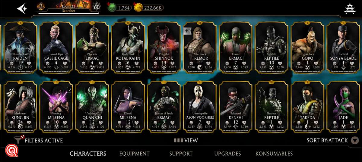 Game account sale Mortal Kombat X Mobile